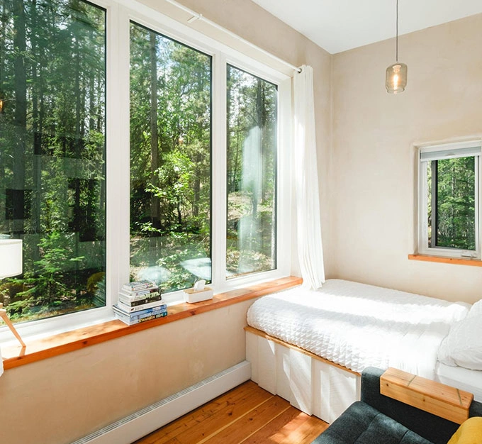 Green Door Bed with Forest View