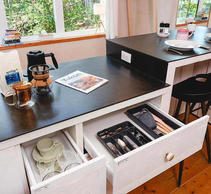 Kitchen Storage with Cutlery and Essentials