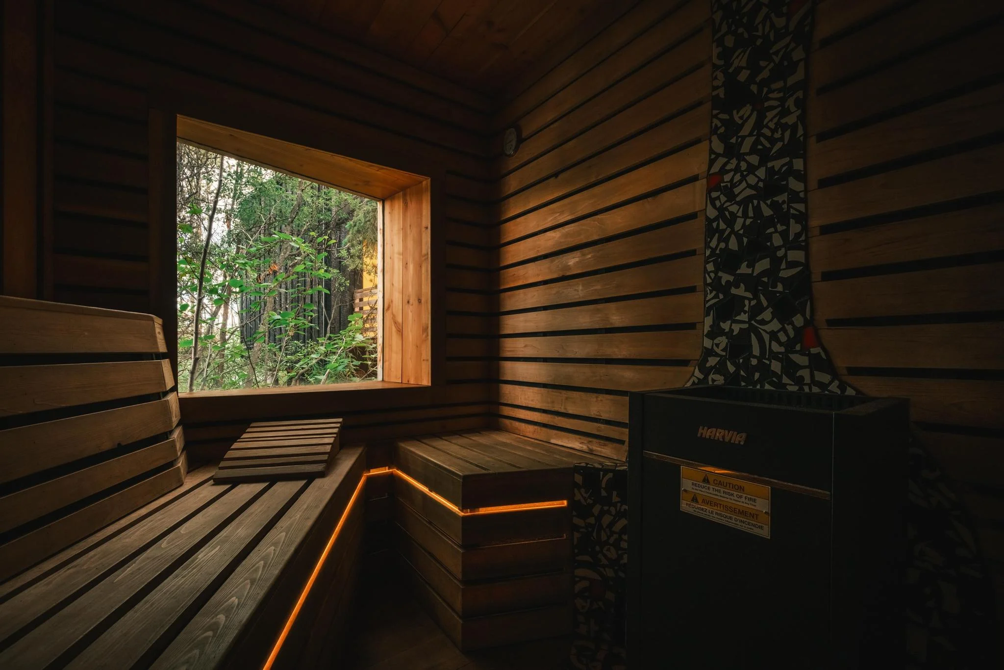 Sauna Interior with Forest View